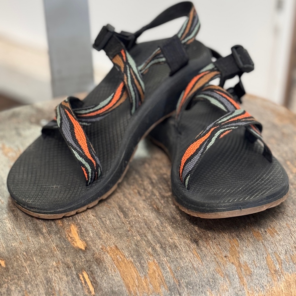 Chaco Black and Orange Sandals